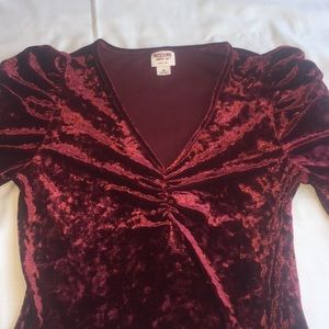 Red velour crop top